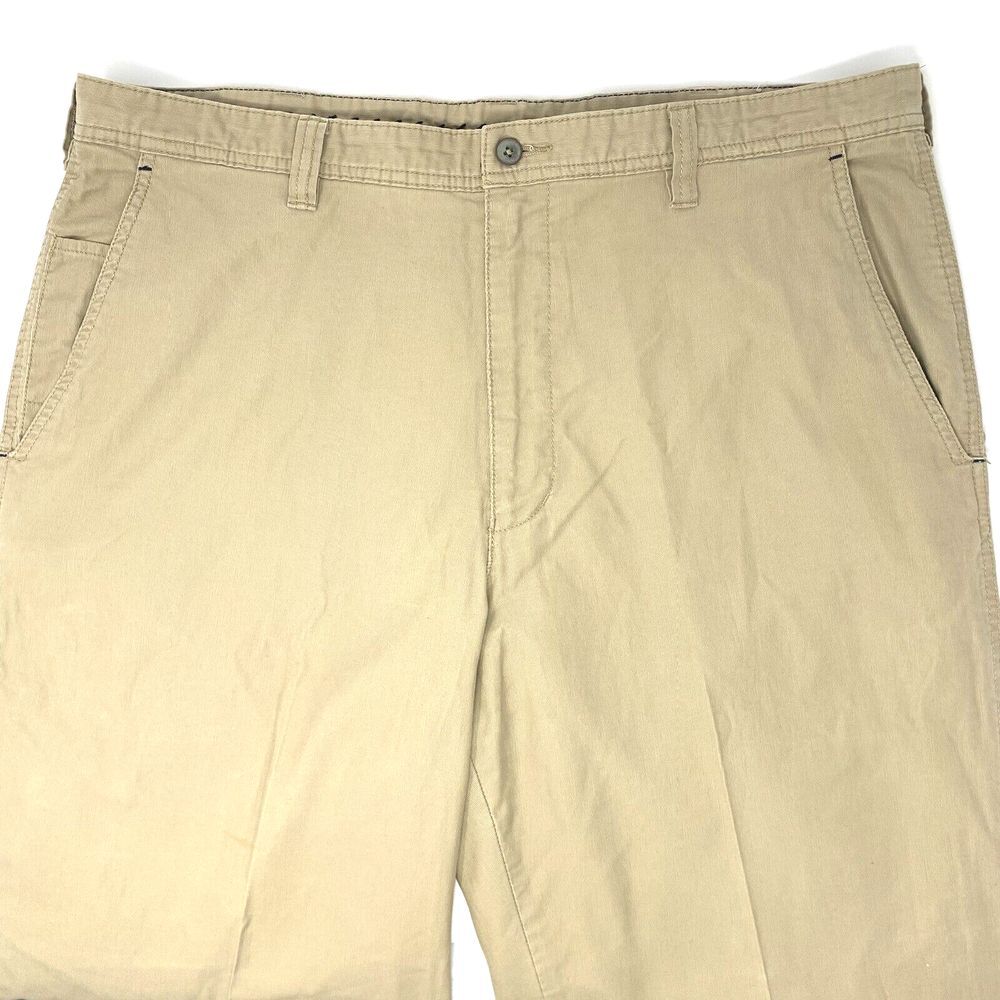 Transcript Khaki Flat Front Straight Leg Cotton Chino Men's Pants Size W38 L34 - Picture 6 of 8
